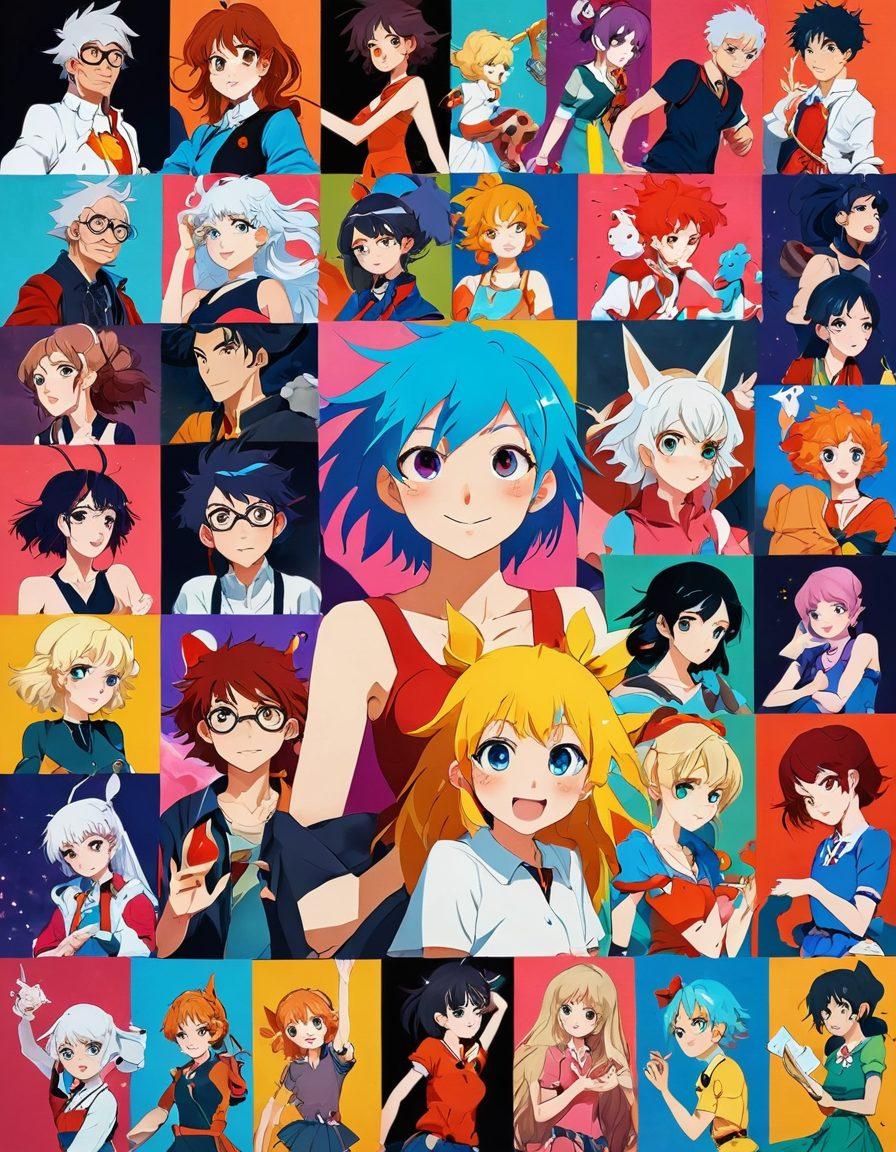 A vibrant, eye-catching collage showcasing various styles of adult animation, including anime-inspired characters in playful and enticing poses, colorful backgrounds that hint at fantasy worlds, and subtle yet suggestive elements that provoke curiosity. The composition should radiate a sense of allure, creativity, and freedom of expression, capturing the essence of adult animation as an art form. super-realistic. vibrant colors. dynamic composition.